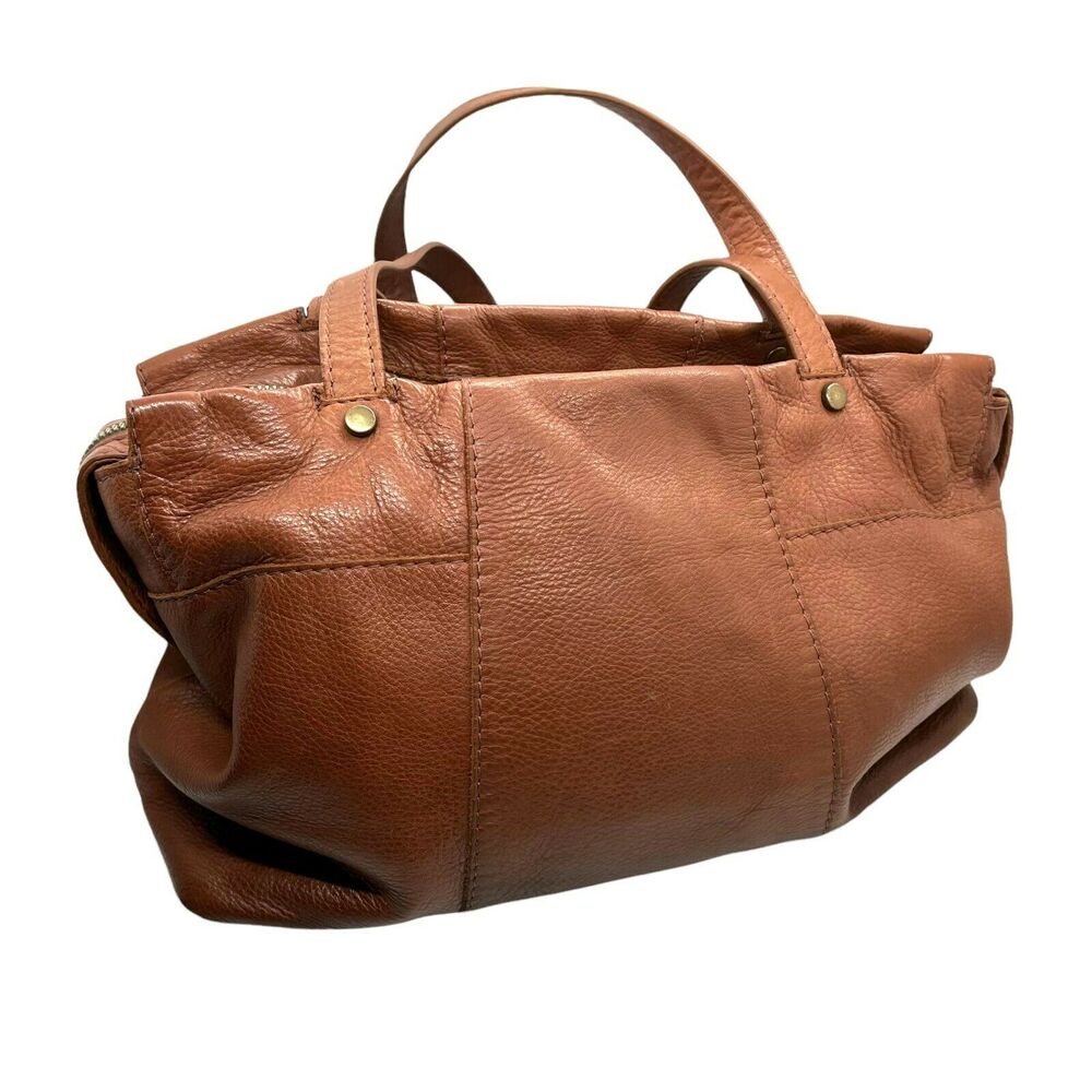 Vintage American Leather Co. Womens Dark Cognac Inner Pockets Shoulder Handbag